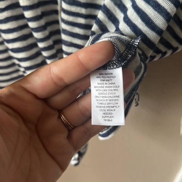 NWT A.N.A. Navy Stripe Tie Front Dolman Sleeve Top - Picture 6 of 7